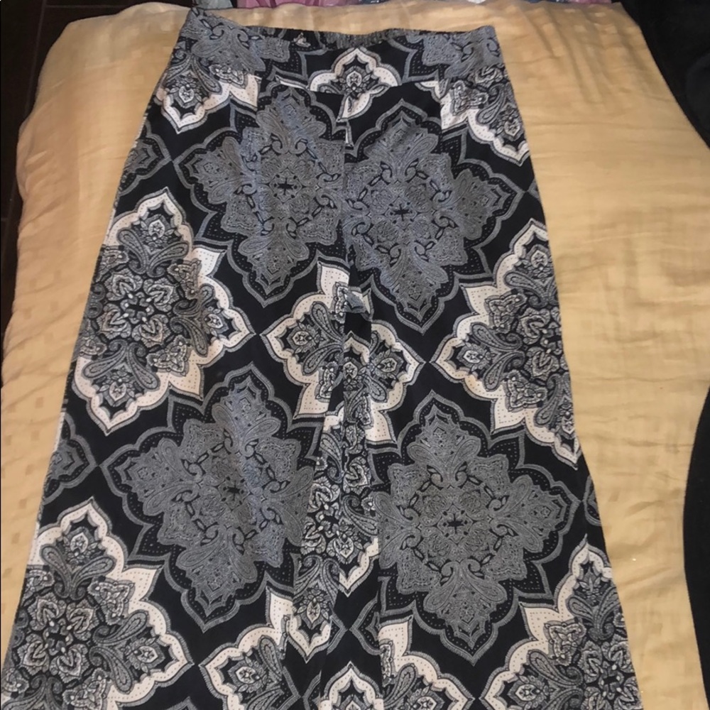 Black and white wide leg palazzo pants